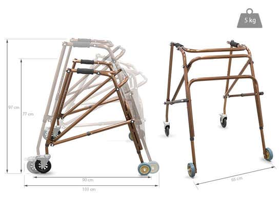Deambulatore in alluminio a 4 ruote ausilio per disabili