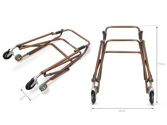 Deambulatore in alluminio a 4 ruote ausilio per disabili