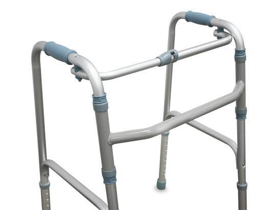 Deambulatore in alluminio, pieghevole, rigido, estensibile e regolabile ausilio per disabili