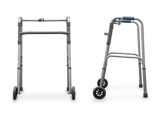 Deambulatore in alluminio, pieghevole, rigido, estensibile e regolabile ausilio per disabili