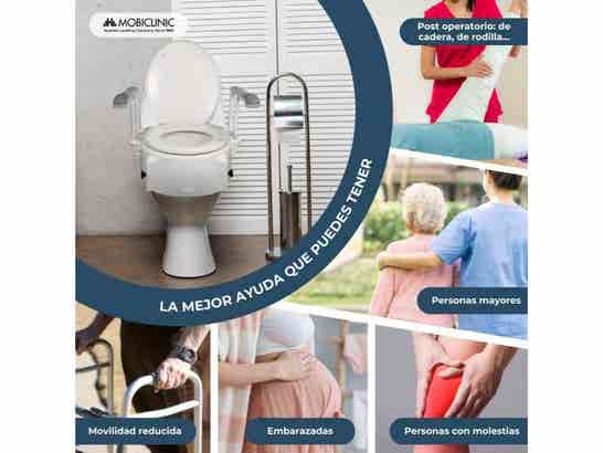 Elevatore WC regolabile e inclinabile con coperchio e braccioli abatibili ausilio per disabili