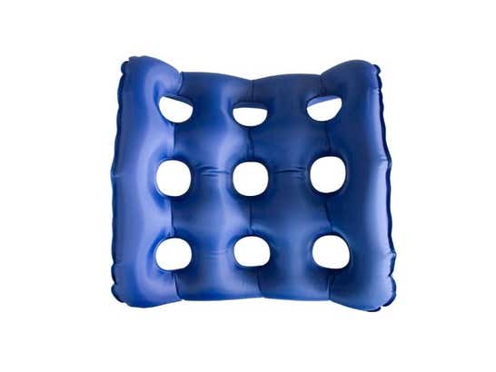 Cuscino hinchable quadrato AIR-02 con inflador, 44 x 44 x 7 cm, blu