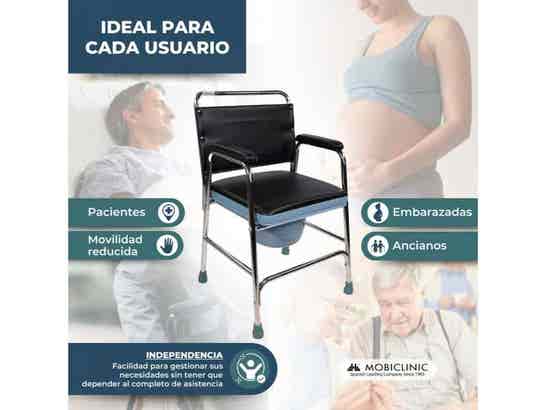 Sedia con bagno Velero in acciaio, con schienale e braccioli, argento