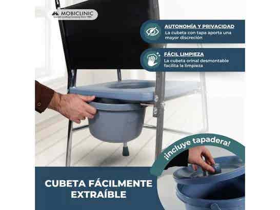 Sedia con bagno Velero in acciaio, con schienale e braccioli, argento