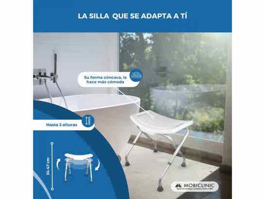 Sedia da doccia pieghevole e regolabile in altezza, modello Delta