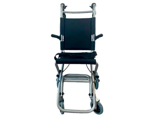 Carrozzina Jupiter Transit, seduta da 34 cm, pieghevole, alluminio nero (CLINICALFY)