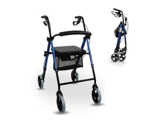 Rollator Rollator Modello Hércules, 4 Ruote, Cesta in Tessuto, Freni