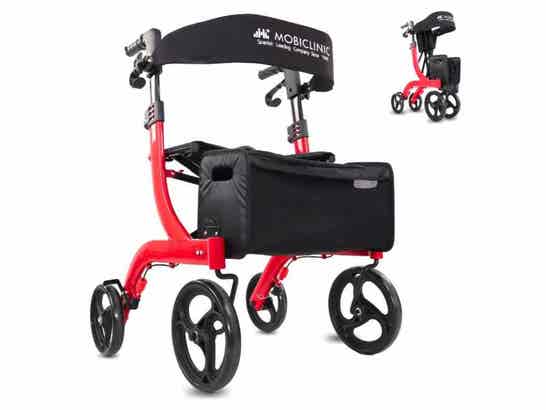 Rollator Invicto X1 con 4 Ruote, Sedile e Cesta di Trasporto