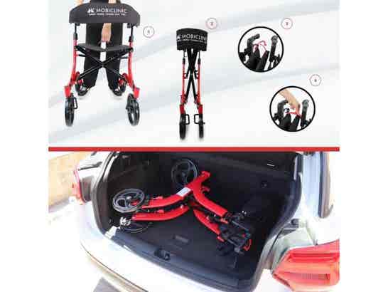 Rollator Invicto X1 con 4 Ruote, Sedile e Cesta di Trasporto