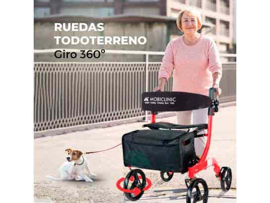 Rollator Invicto X1 con 4 Ruote, Sedile e Cesta di Trasporto