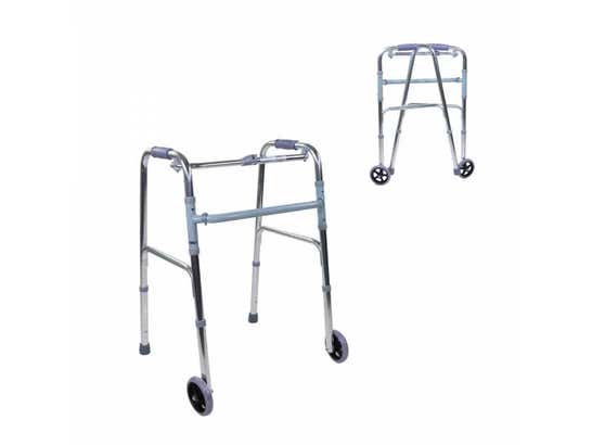 Rollator per anziani Mod. Capitel, 2 ruote, alluminio, finitura argento