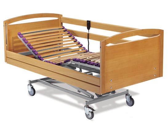 Rete letto di 190 cm regolabile in altezza con sponde e testiere in legno ausilio per disabili