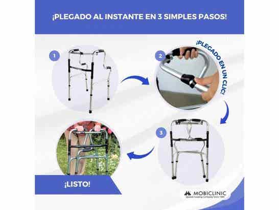 Rollator Plegabile Aluminio Pórtico per Anziani - 100 kg, Regolabile 82,5-100 cm ausilio per disabili