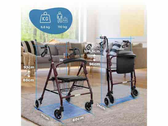 Rollator Rollator 4 Ruote con Freni e Sedile Modello Escorial ausilio per disabili