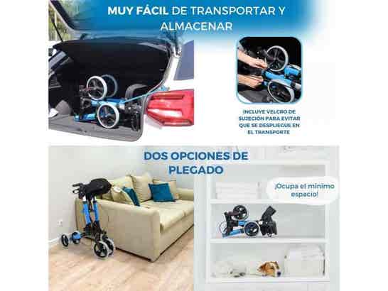 Rollator Trajano 4 ruote con seggiolino per anziani Celeste ausilio per disabili