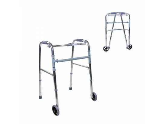 Rollator per anziani Mod. Capitel, 2 ruote, alluminio, finitura argento ausilio per disabili