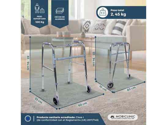 Rollator per anziani Mod. Capitel, 2 ruote, alluminio, finitura argento ausilio per disabili