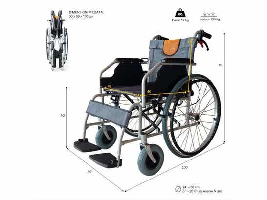Sedia A Rotelle (Alluminio) LIGERA ausilio per disabili