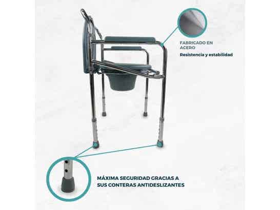 Sedia Orinale Regolabile in Acciaio Mod. Puente Colore Grigio ausilio per disabili