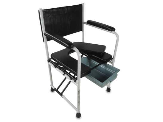 Sedia WC Pieghevole in Acciaio Mod. Ebro Bianco e Nero 100 kg ausilio per disabili