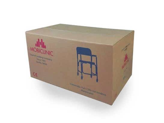 Sedia WC per bagno in alluminio con ruote, colore blu, Mod. Manzanares ausilio per disabili