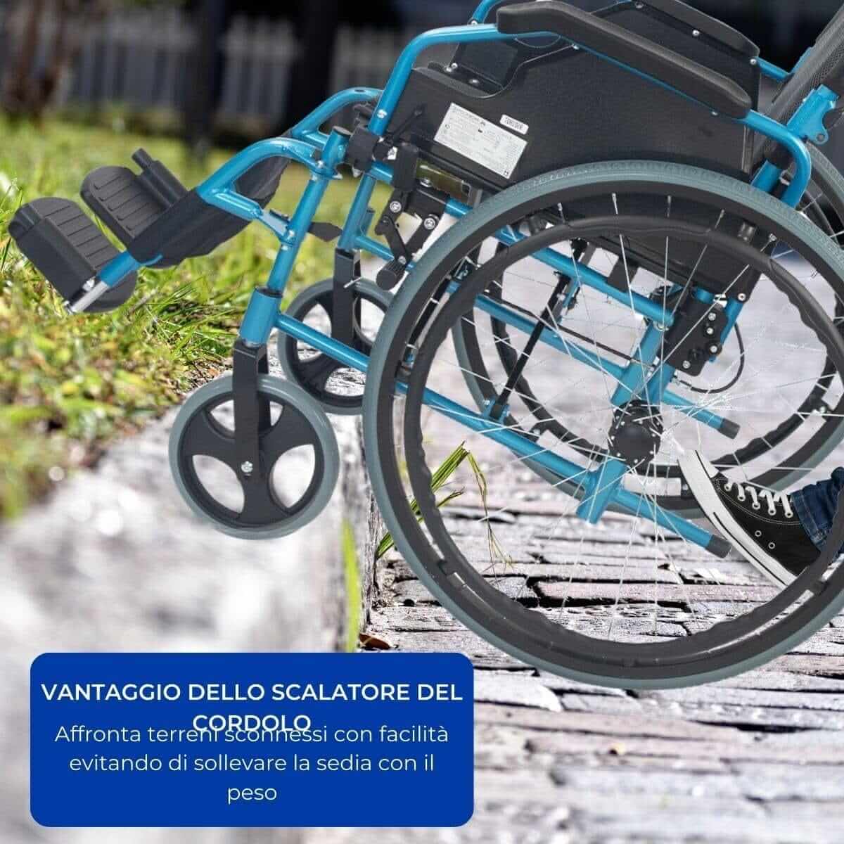 Sedia a Rotelle Pieghevole, Bolonia, Alluminio, Braccioli Pieghevoli, Poggiapiedi Rimovibil ausilio per disabili