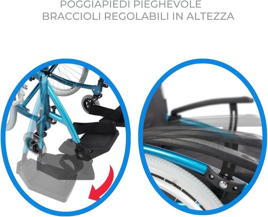 Sedia a Rotelle Pieghevole, Venecia, Ruote Estraibili Con Un Solo Pulsante ausilio per disabili