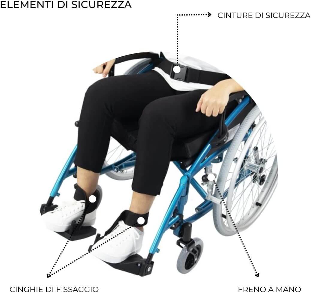 Sedia a Rotelle Pieghevole, Venecia, Ruote Estraibili Con Un Solo Pulsante ausilio per disabili