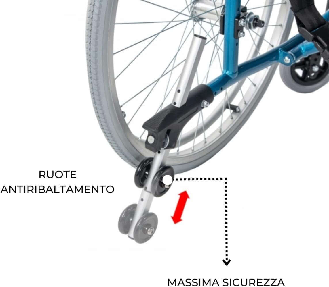 Sedia a Rotelle Pieghevole, Venecia, Ruote Estraibili Con Un Solo Pulsante ausilio per disabili