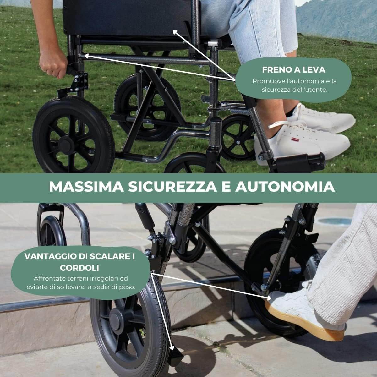Sedia a Rotelle, S230, Pieghevole E Leggera, Seduta 40 Cm ausilio per disabili
