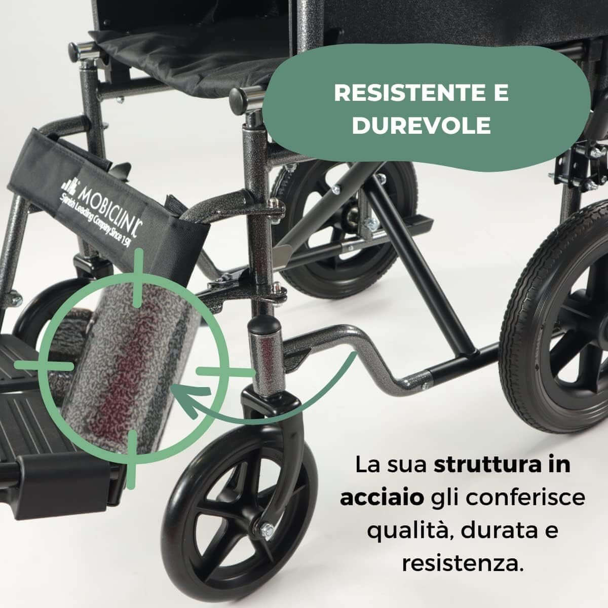 Sedia a Rotelle, S230, Pieghevole E Leggera, Seduta 40 Cm ausilio per disabili