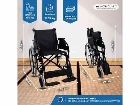 Sedia a rotelle 24" Nera Mod. Cattedrale in acciaio (max 100kg) ausilio per disabili