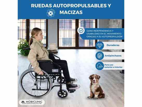 Sedia a rotelle 24" Nera Mod. Cattedrale in acciaio (max 100kg) ausilio per disabili
