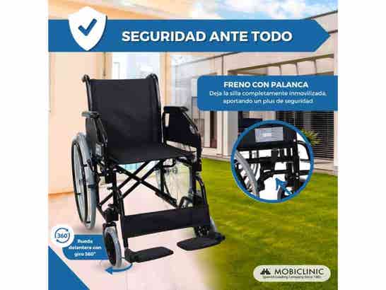 Sedia a rotelle 24" Nera Mod. Cattedrale in acciaio (max 100kg) ausilio per disabili