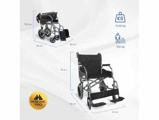 Sedia a rotelle Museo in alluminio con schienale nero ausilio per disabili