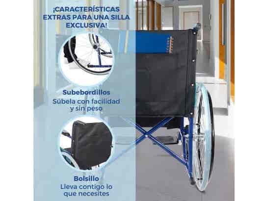 Sedia a rotelle Plegable 46 cm Ancho Azul Alcázar, Traslados 100 kg ausilio per disabili