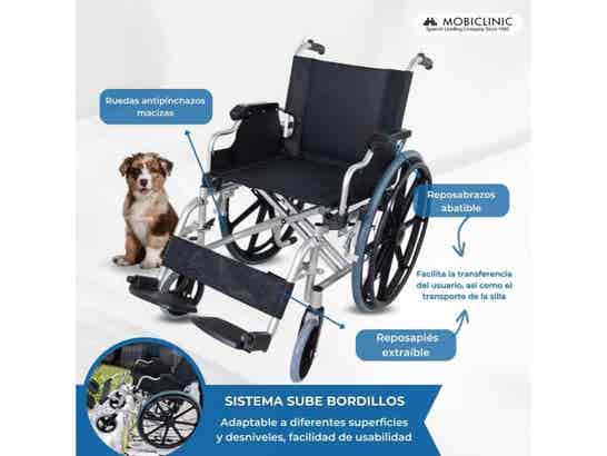 Sedia a rotelle Plegable Ópera, Aluminio, Asiento 46 cm, Color Nero ausilio per disabili