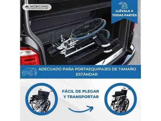 Sedia a rotelle Plegable Ópera, Aluminio, Asiento 46 cm, Color Nero ausilio per disabili
