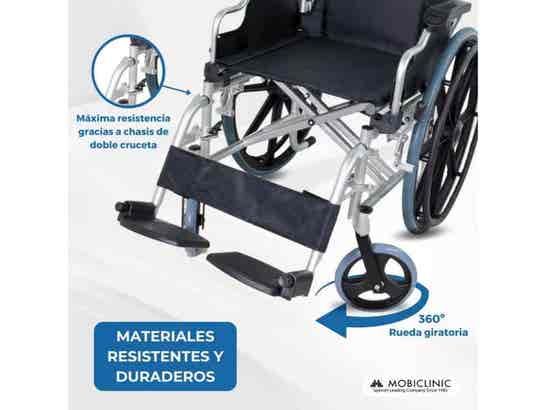 Sedia a rotelle Plegable Ópera, Aluminio, Asiento 46 cm, Color Nero ausilio per disabili