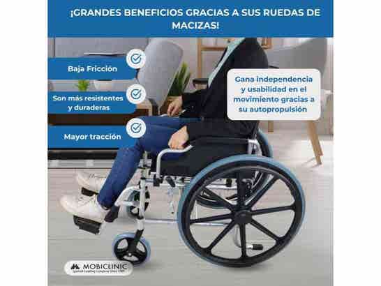 Sedia a rotelle Plegable Ópera, Aluminio, Asiento 46 cm, Color Nero ausilio per disabili