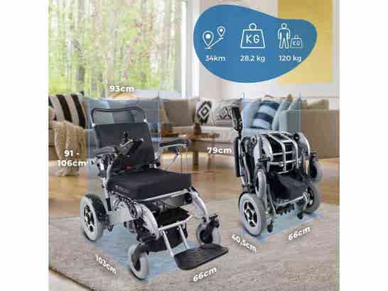 Sedia a rotelle elettrica Troya Plus 2*24V10Ah, pieghevole 24.8 kg ausilio per disabili
