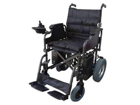 Sedia a rotelle elettrica pieghevole in acciaio nera Mod. Cenit ausilio per disabili