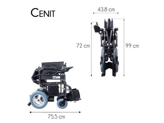 Sedia a rotelle elettrica pieghevole in acciaio nera Mod. Cenit ausilio per disabili