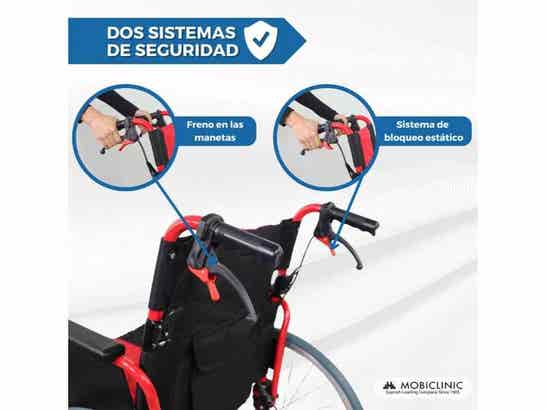 Sedia a rotelle in alluminio Torre rossa e nera, max 100 kg ausilio per disabili