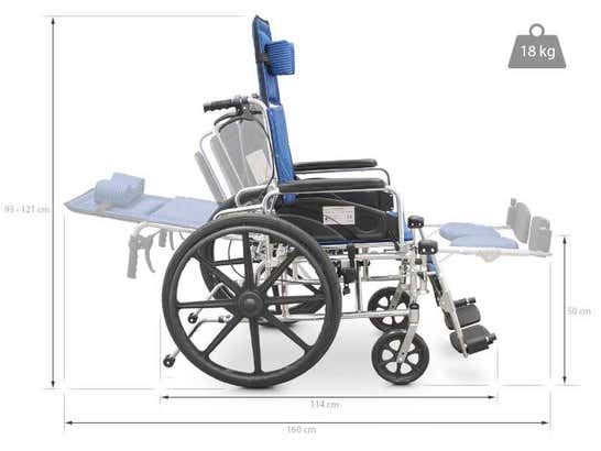 Sedia a rotelle in alluminio con poggiatesta e poggiapiedi pieghevole ausilio per disabili
