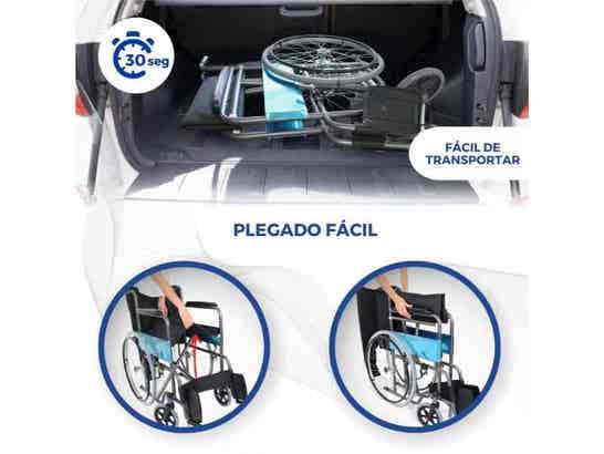 Sedia a rotelle pieghevole 46 cm Nera Modello Alcázar, 100 kg massimo ausilio per disabili