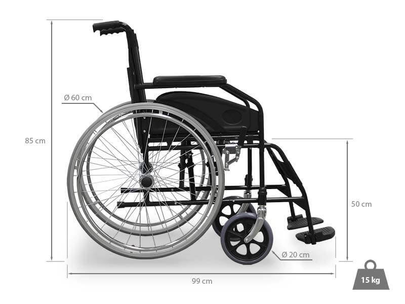 Sedia a rotelle pieghevole in acciaio Wellcore ausilio per disabili