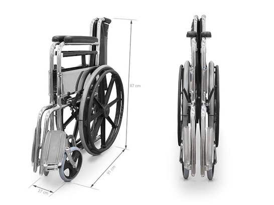 Sedia a rotelle pieghevole in acciaio con WC ausilio per disabili