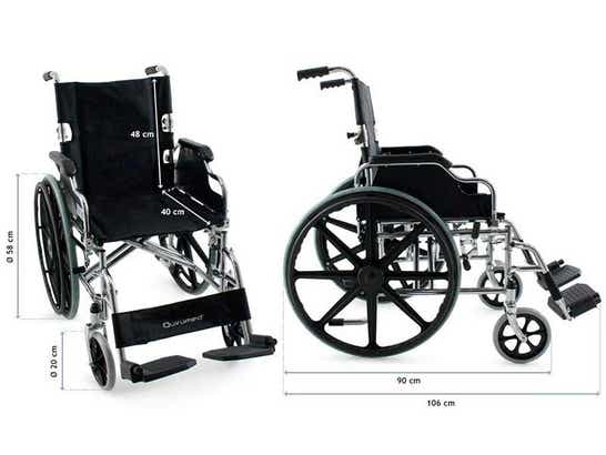 Sedia a rotelle pieghevole in acciaio cromato PRO ausilio per disabili