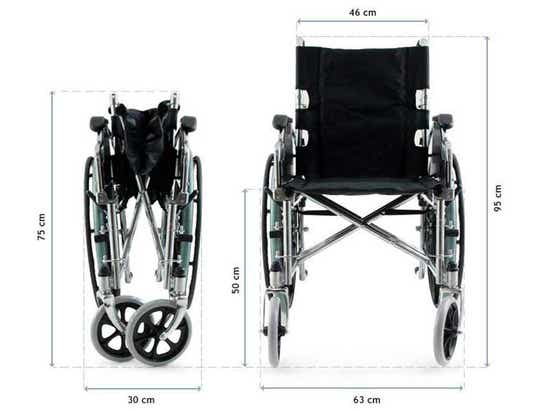 Sedia a rotelle pieghevole in acciaio cromato PRO ausilio per disabili